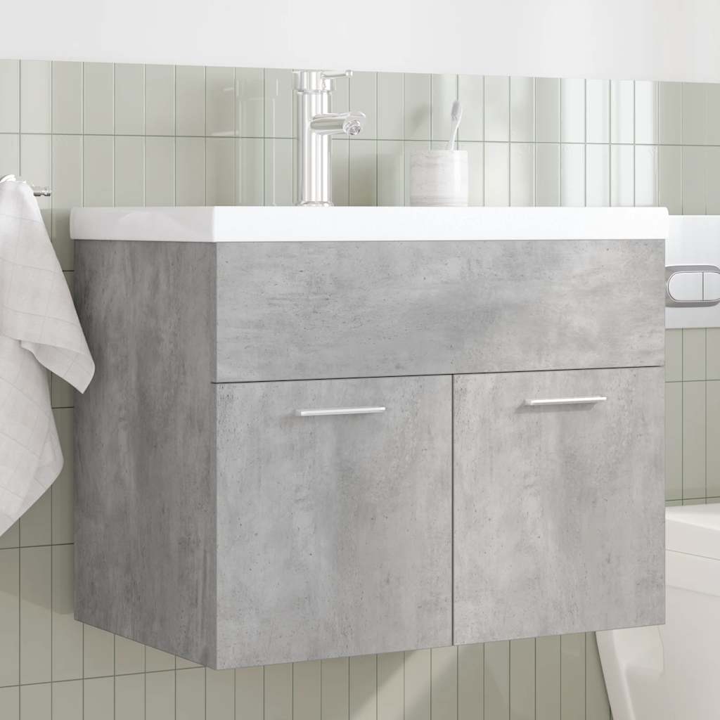 Bathroom Sink Cabinet with Built-in Basin and Faucet Concrete Grey